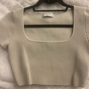 Aritzia Babaton Short sleeve sculpt knit square neck top